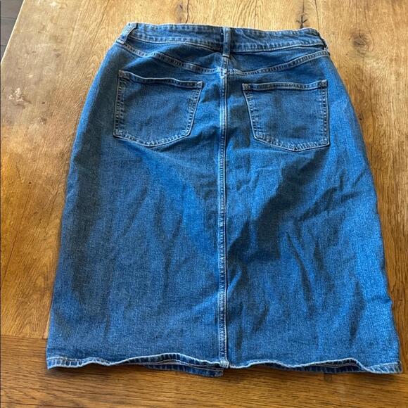 GAP Vintage Y2K Midi Jean Skirt Dark Wash Slit Denim Skirt Size 10 - Picture 6 of 6